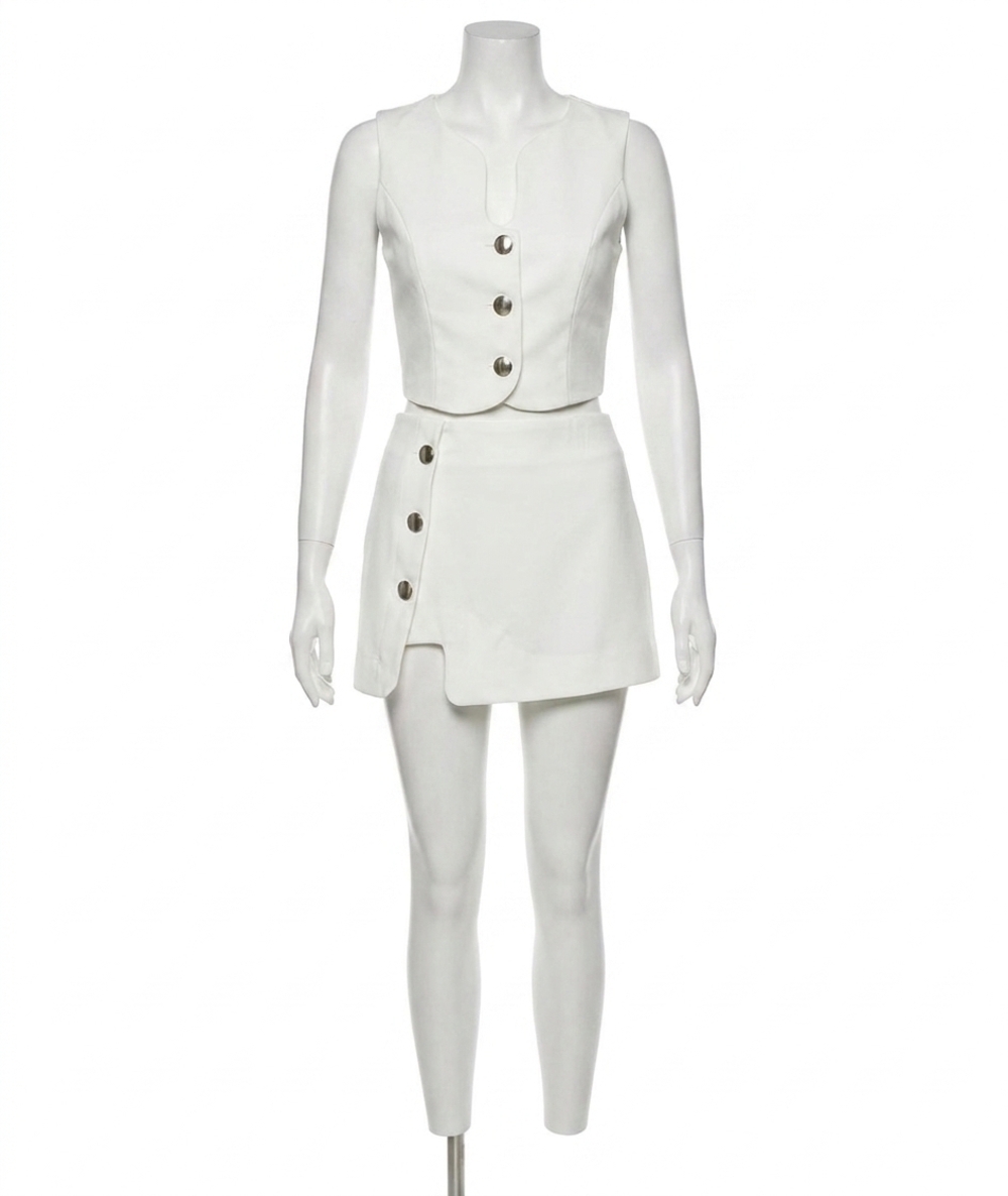 NEW DAY + MOON wesley cutout button down vest in white